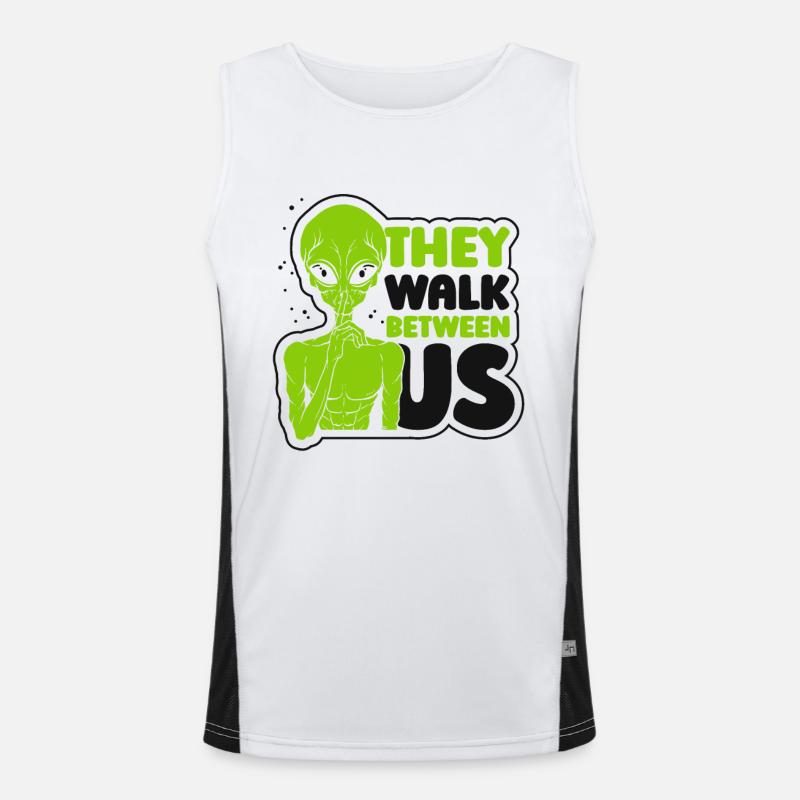 They Walk Between Us Alien Ufo Men's Functional Contrast Tank Top 
