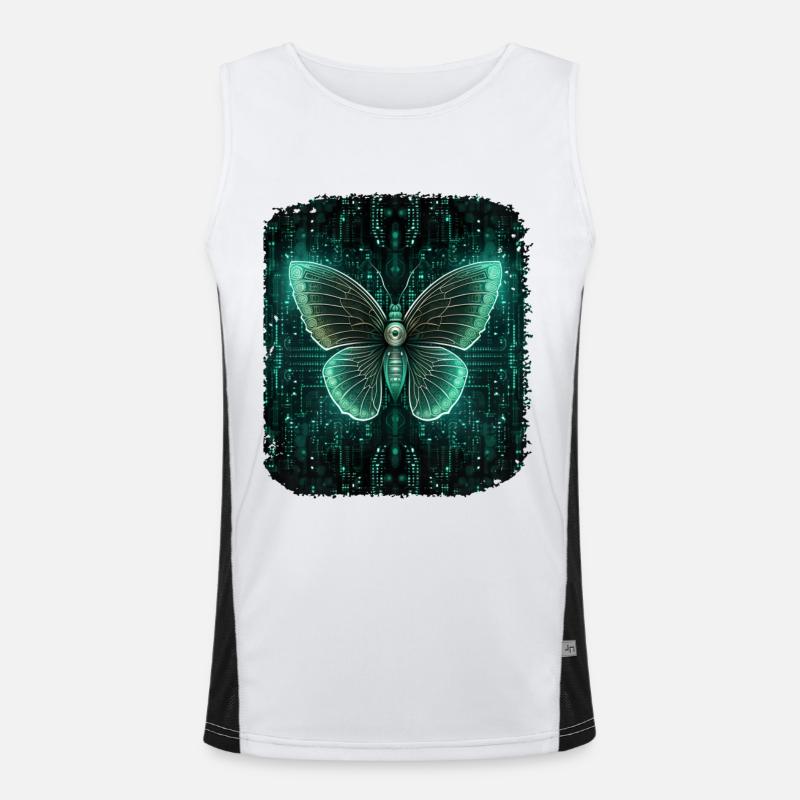 Programmierung PC Programm Code Schmetterling - Funktionelles Kontrast-Tank Top für Männer  - Weiß/Schwarz