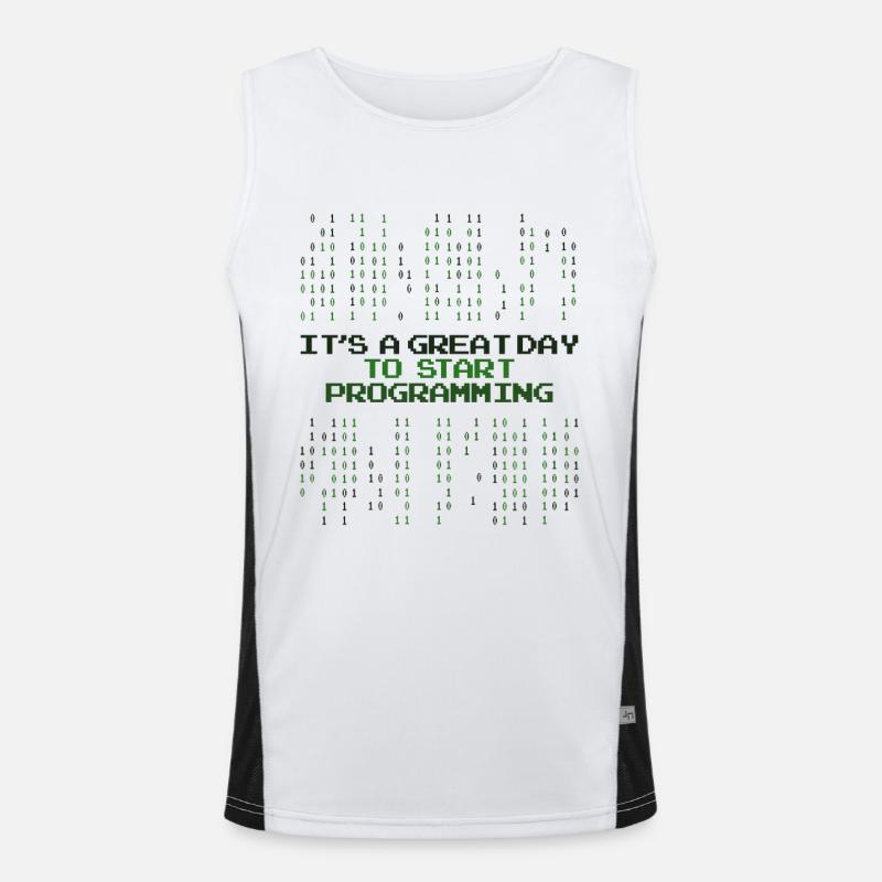 Great Day To Start Programming Developer Coder Funktionelles Kontrast-Tank Top für Männer 