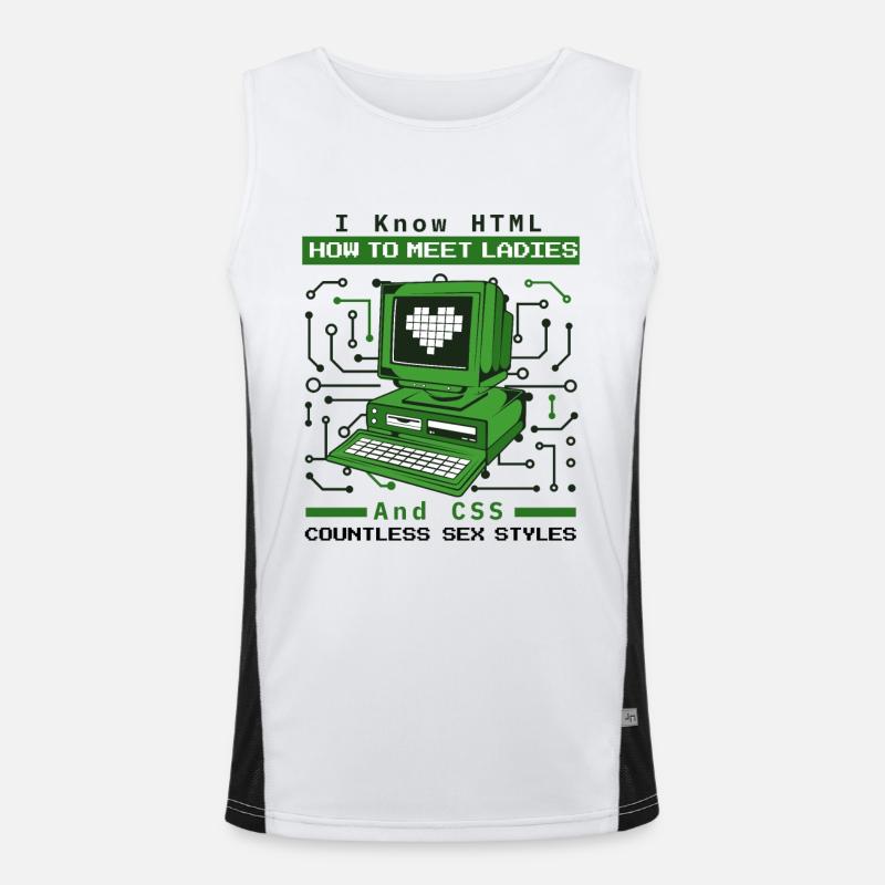 I Know HTML How To Meet Ladies Developer Coder Men's Functional Contrast Tank Top 