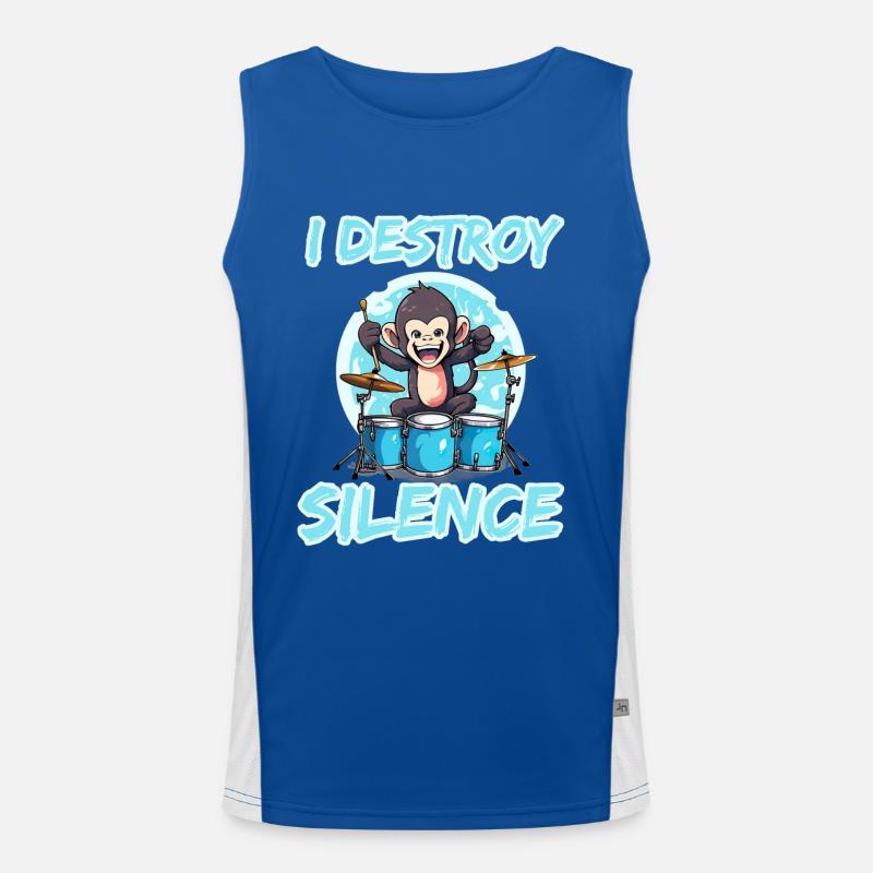 I Destroy Silence Affe Schlagzeug Trommeln Funktionelles Kontrast-Tank Top für Männer 