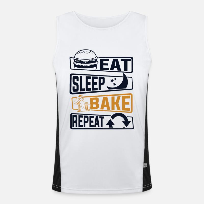 Eat Sleep Bake Repeat Hobby Baker Bakery Men's Functional Contrast Tank Top 