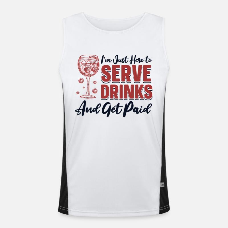 Just Here To Service Drinks And Get Paid Barman Men's Functional Contrast Tank Top 