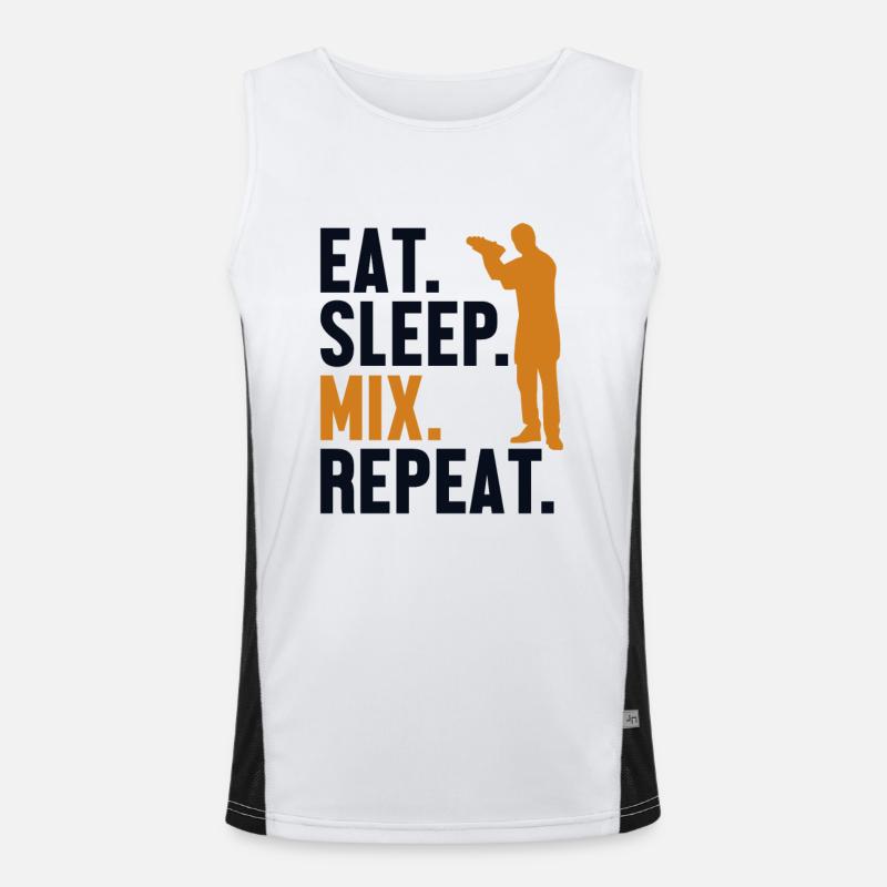 Eat Sleep Mix Repeat Bartender Mixologist Barman Débardeur respirant contrasté Homme 