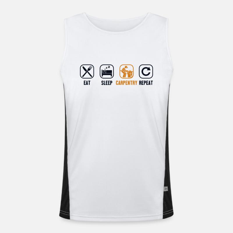 Eat Sleep Carpentry Repeat Tischler Funktionelles Kontrast-Tank Top für Männer 