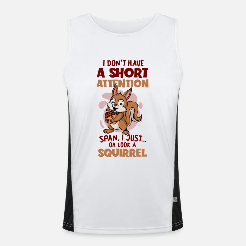Short Attention Oh Look A Squirrel Grauhörnchen Funktionelles Kontrast-Tank Top für Männer 