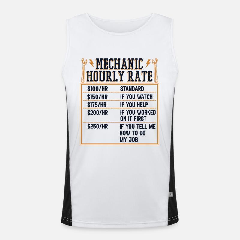 Mechanic Hourly Rate Mechatronics Technician Master Automotive Men's Functional Contrast Tank Top 