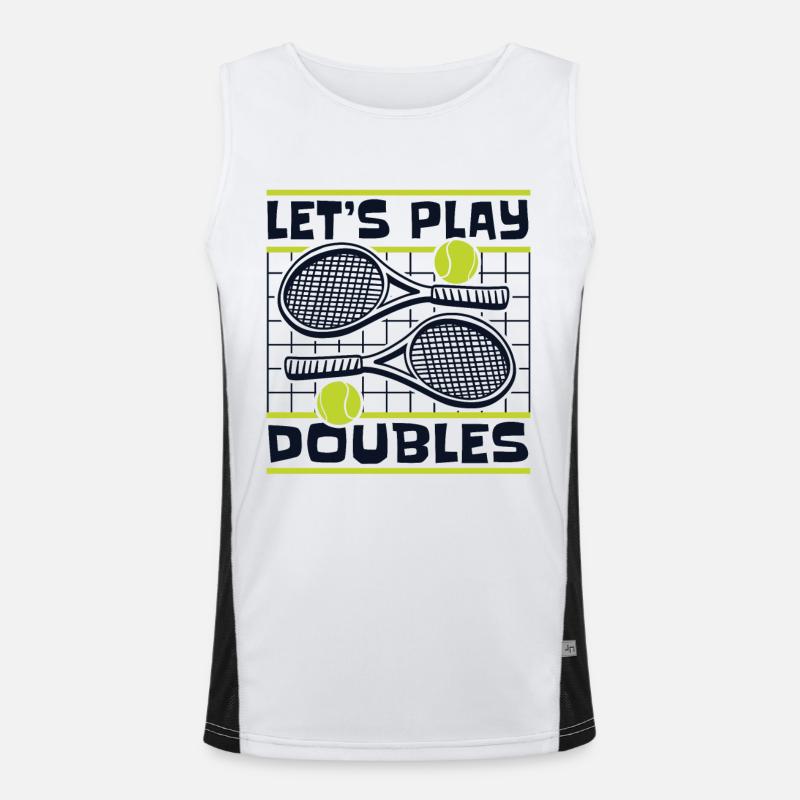 Let's Play Doubles Tennis Player Racket Men's Functional Contrast Tank Top 
