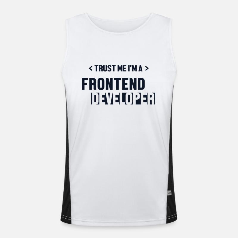Trust Me I'm Frontend Developer Developer Funktionelles Kontrast-Tank Top für Männer 
