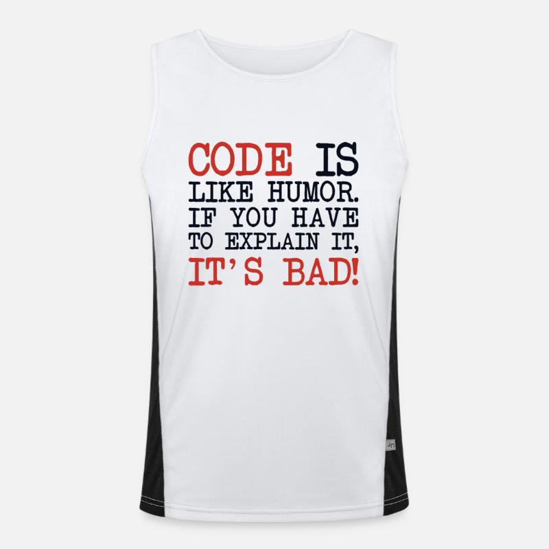 Code Explanation Developer Softwareentwickler - Funktionelles Kontrast-Tank Top für Männer  - Weiß/Schwarz