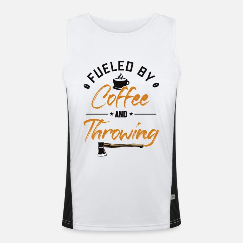 Fueled by Coffee and Axe Throwing Axe Throwing Men's Functional Contrast Tank Top 