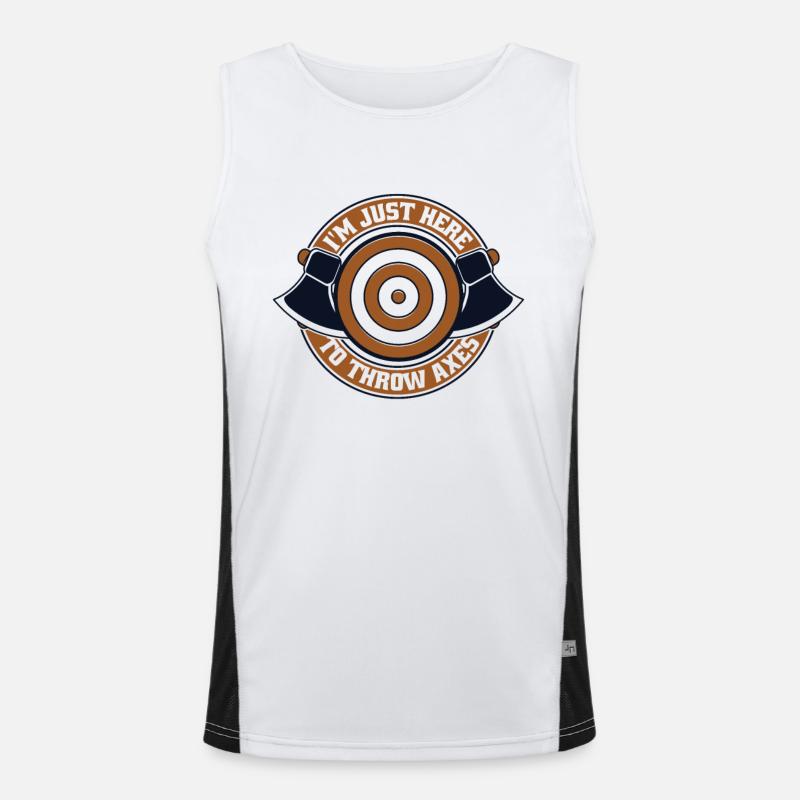 I'm Just Here To Throw Axes Axe Throwing Game Axe Men's Functional Contrast Tank Top 