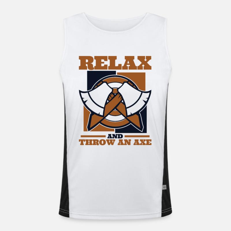 Relax And Throw An Axe Axe Throwing Game Axe Men's Functional Contrast Tank Top 