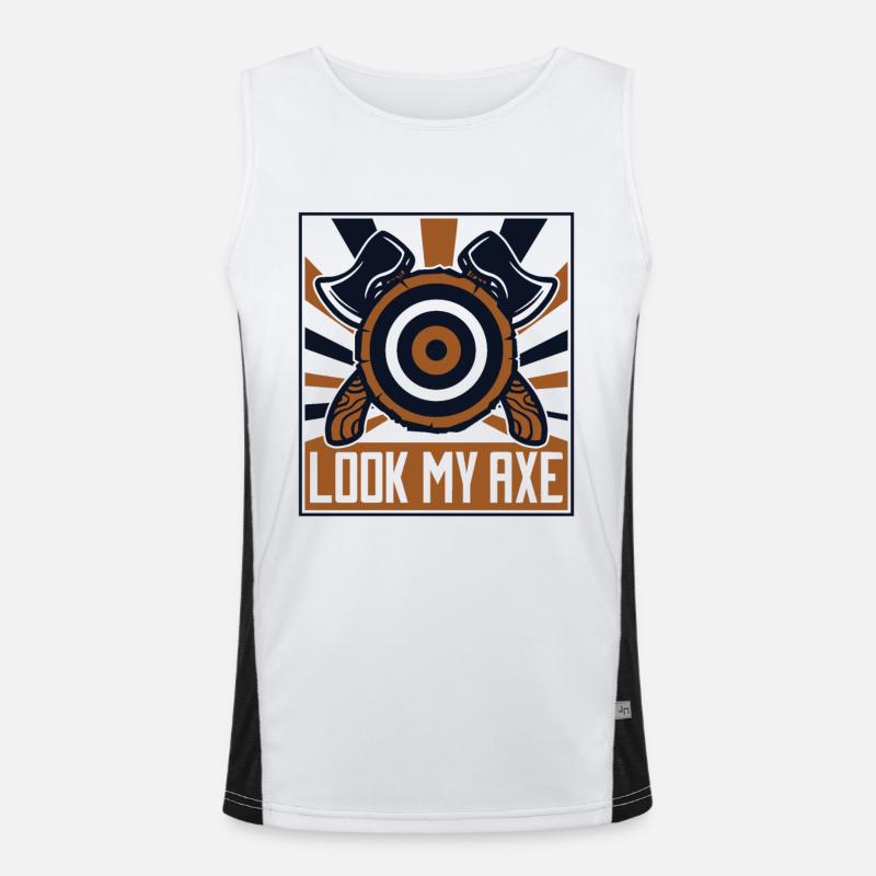 Look My Axe Axe Throwing Competition Game Axe Men's Functional Contrast Tank Top 