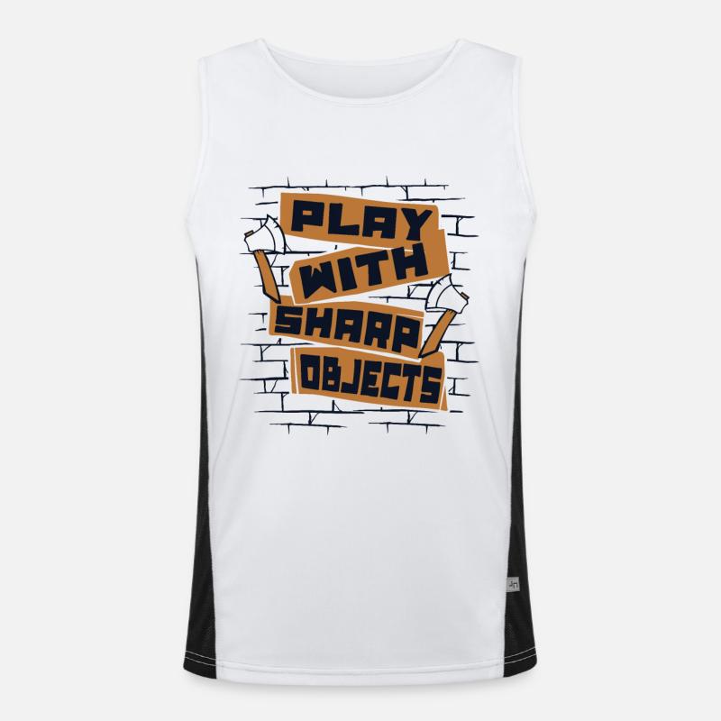 Jouer avec des objets pointus Concours de lancer de hache Débardeur respirant contrasté Homme 