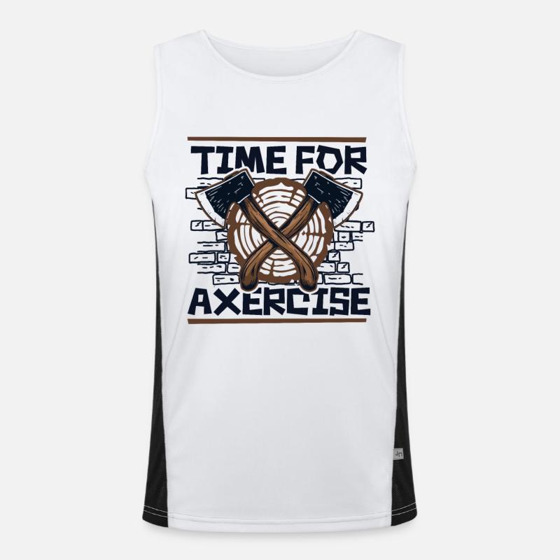 Time For Axercise Axe Throwing Game Competition Men's Functional Contrast Tank Top 