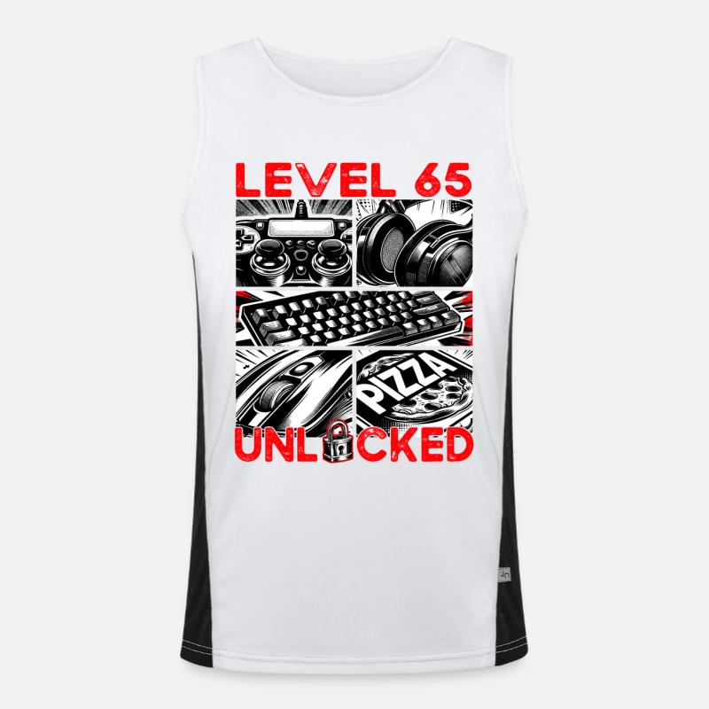 Geburtstag Level 65 freigeschaltet Gaming & Zocker Funktionelles Kontrast-Tank Top für Männer 