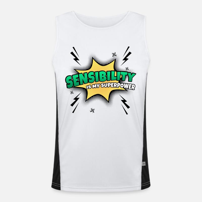 Sensitivity is my superpower trait - Men's Functional Contrast Tank Top  - white/black