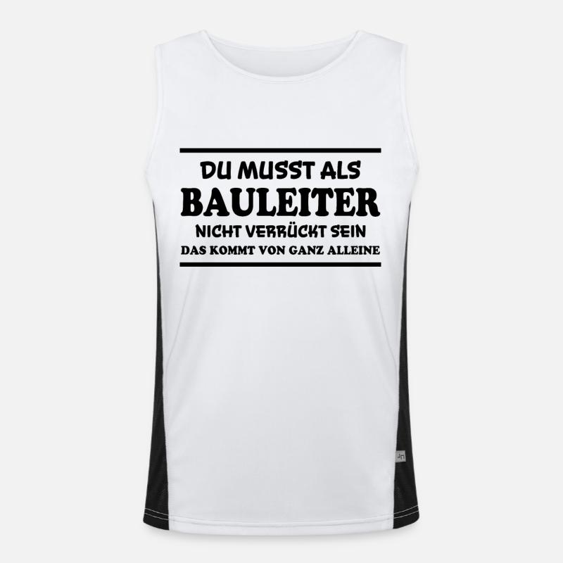 Bauleiter Spruch Baustelle Fun Bauleiter Geschenk Funktionelles Kontrast-Tank Top für Männer 