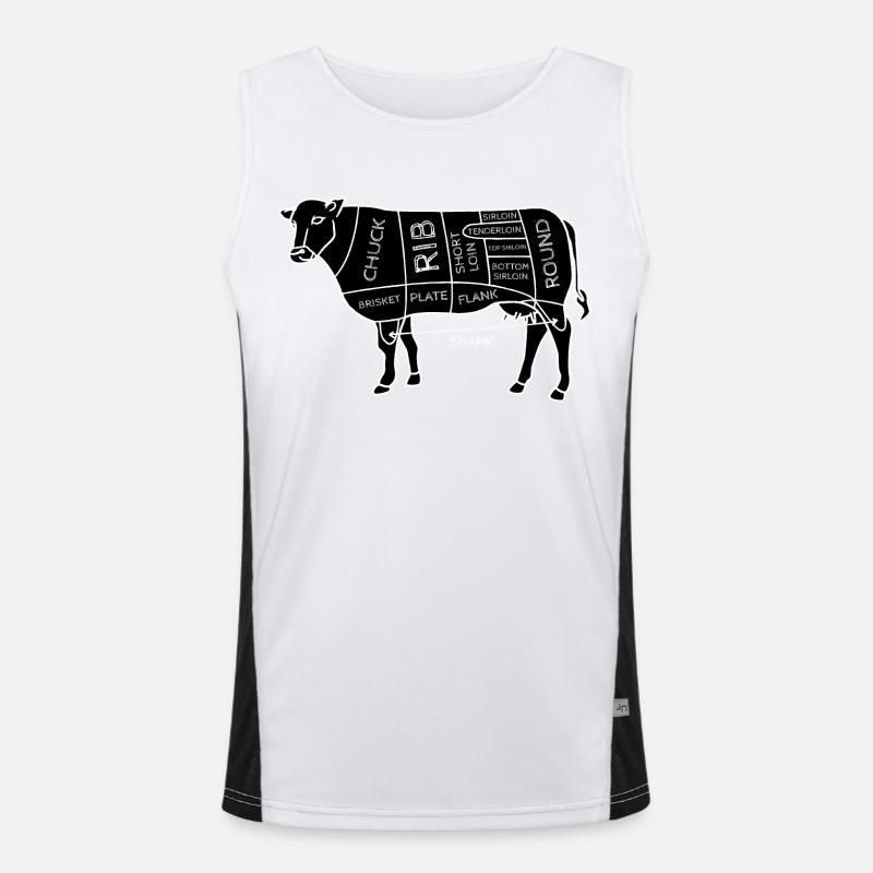 Funny Beef Cuts Chart I BBQ Butcher - Men's Functional Contrast Tank Top  - white/black