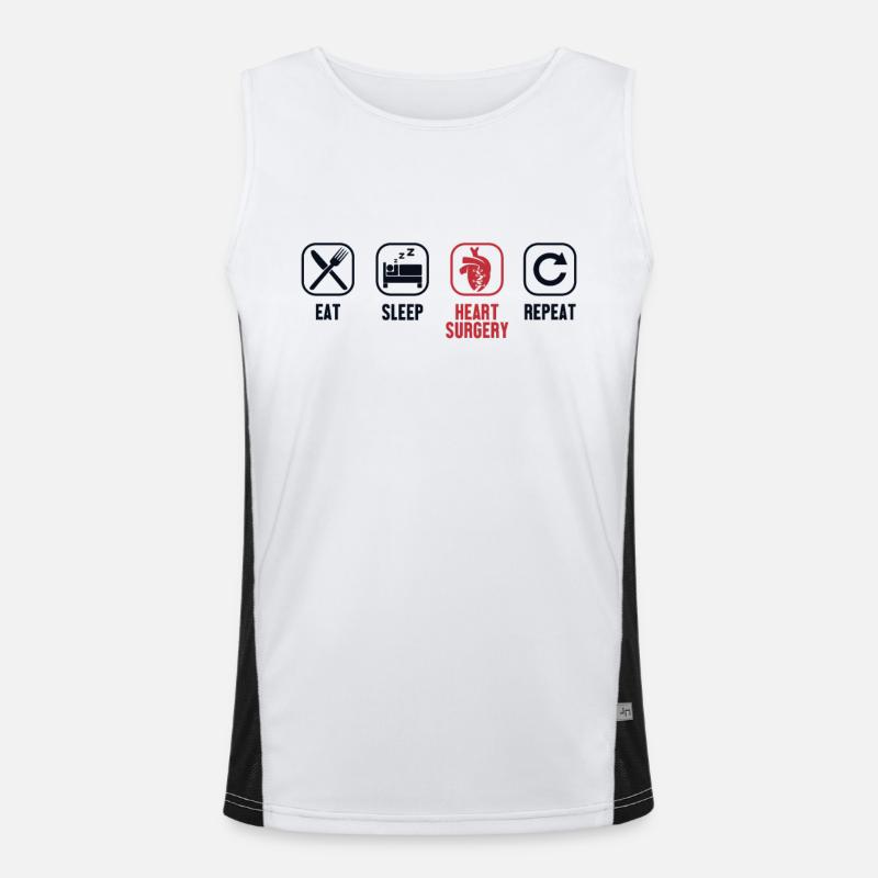 Eat Sleep Heart Surgery Repeat Pacemakers Open Men's Functional Contrast Tank Top 