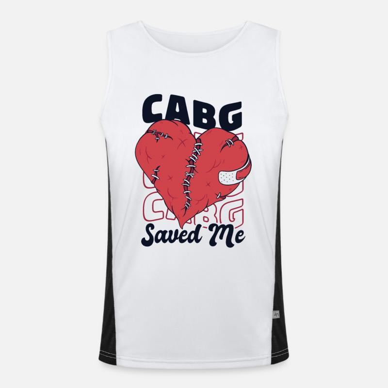 CABG Saved Me Pacemakers Catheter Open Heart Men's Functional Contrast Tank Top 
