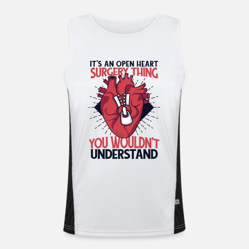 It's An Open Heart Surgery Thing Catheter Open Men's Functional Contrast Tank Top 