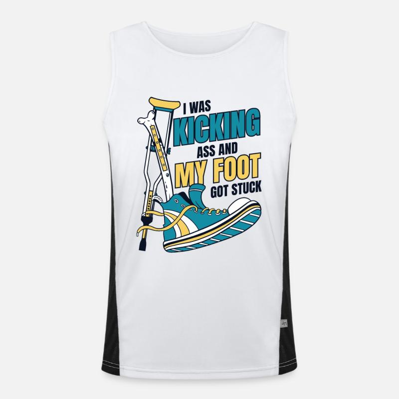 I Was Kicking Ass Broken Bone Broken Finger Bone Men's Functional Contrast Tank Top 