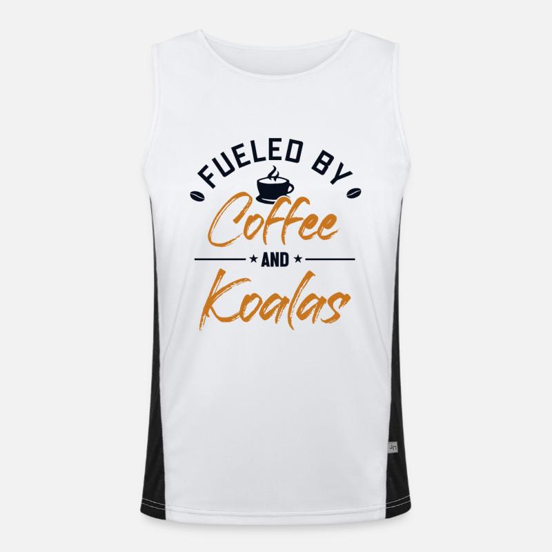 Angetrieben von Kaffee und Koalas Koalabär Eukalyptus Funktionelles Kontrast-Tank Top für Männer 