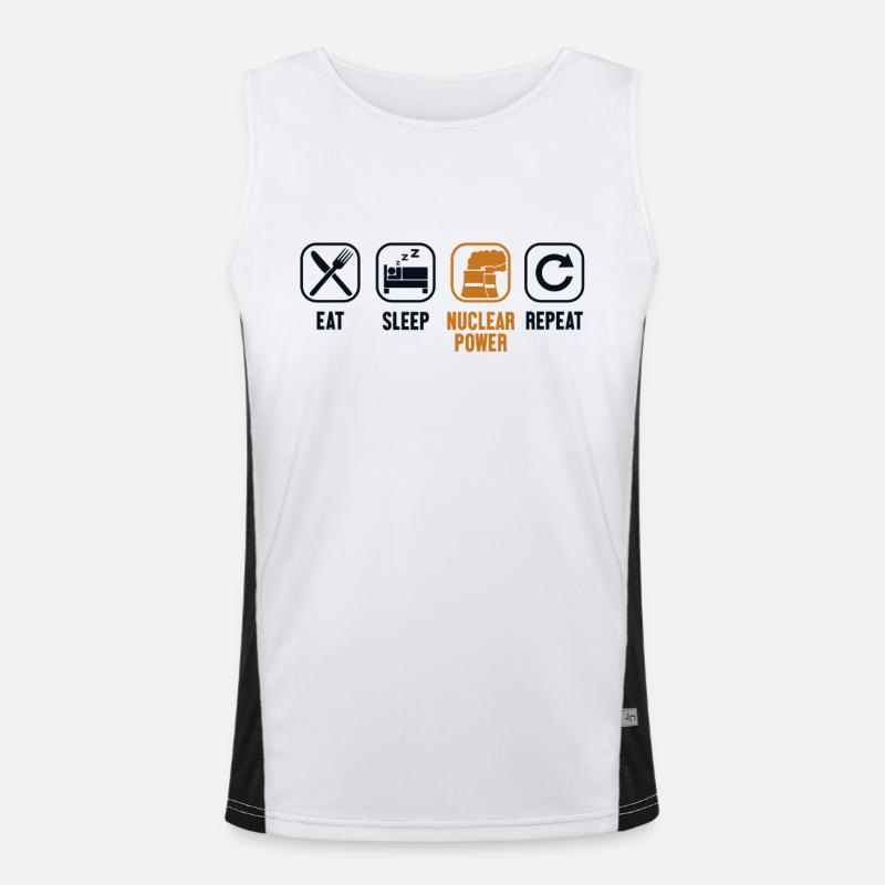 Eat Sleep Nuclear Power Repeat Uranium Nuclear Men's Functional Contrast Tank Top 