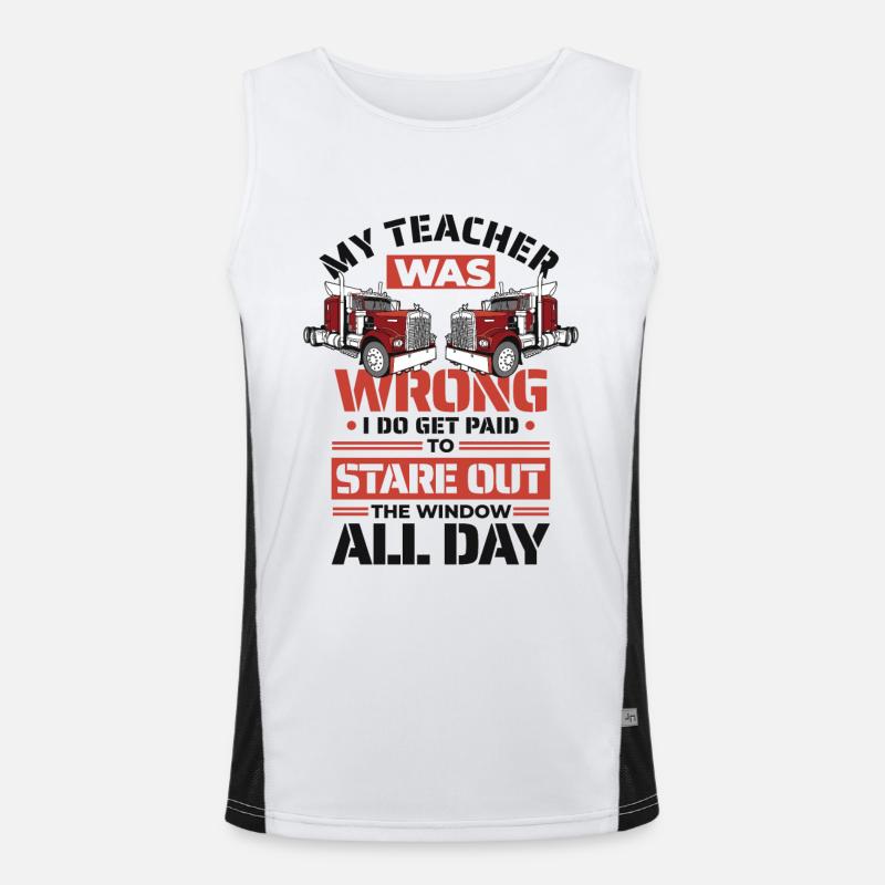 Teacher Was Wrong I Get Paid To Stare Out Window Men's Functional Contrast Tank Top 