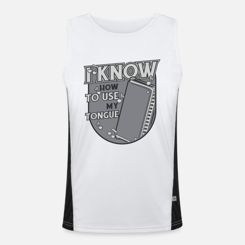 Je sais comment utiliser ma bouche harmoniciste de langue Débardeur respirant contrasté Homme 