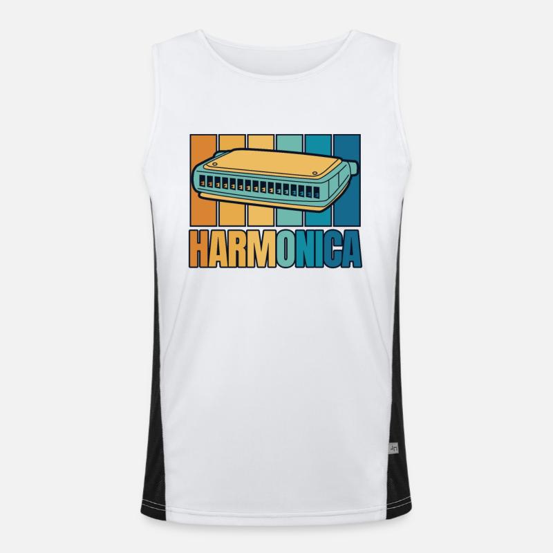 Harmonica rétro Harmoniciste Harmoniste de harpe à bouche Débardeur respirant contrasté Homme 