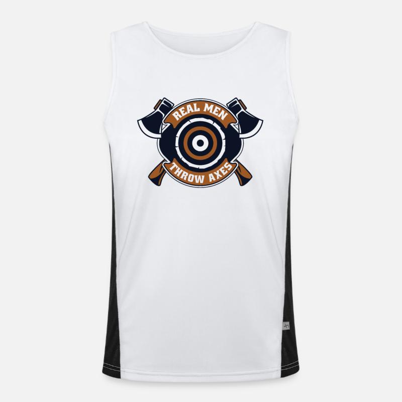 Real Men Throw Axes Axe Throwing Competition Axe Men's Functional Contrast Tank Top 