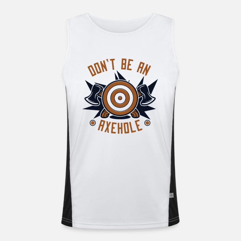 Don't Be An Axehole Axe Throwing Game Axe Thrower Men's Functional Contrast Tank Top 