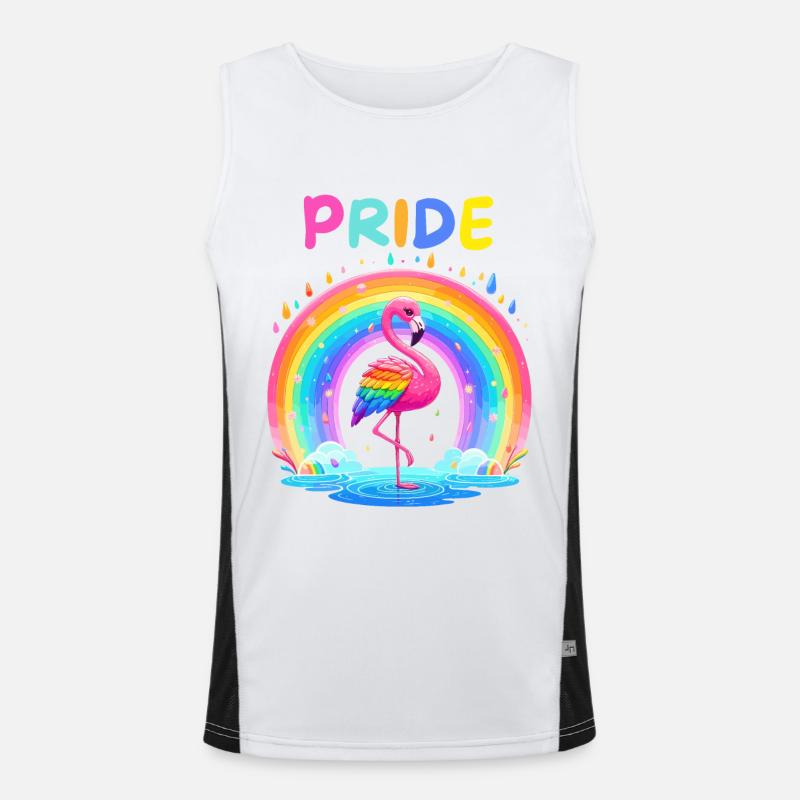Flamingo Regenbogen Pride Month LGBTQ Divers Liebe Funktionelles Kontrast-Tank Top für Männer 