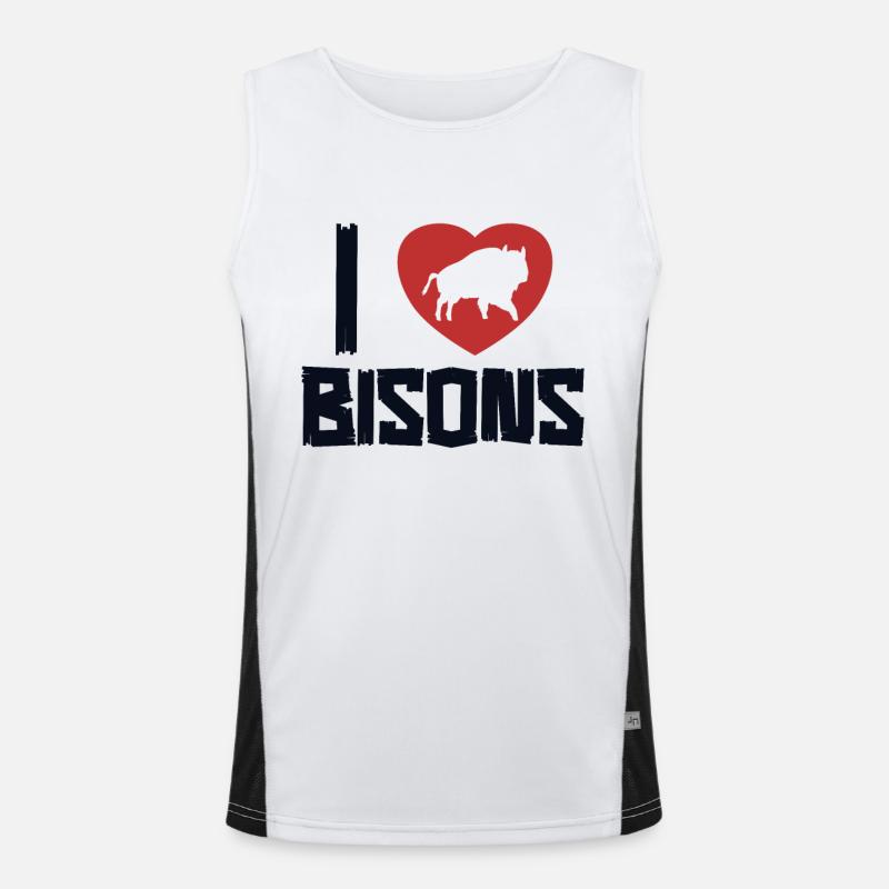 J’aime Bisons Buffalo American Bison Bovinae Débardeur respirant contrasté Homme 
