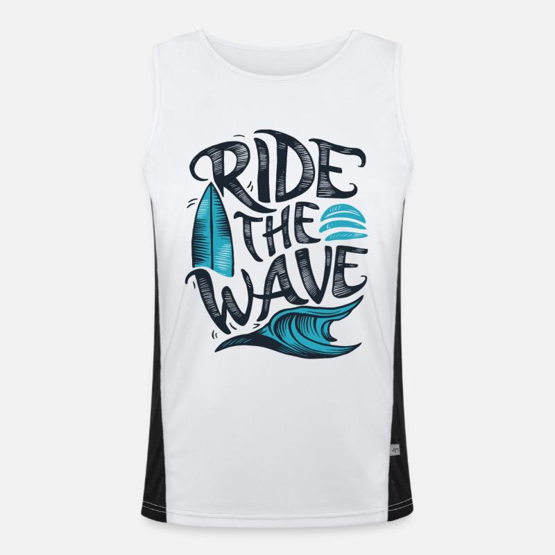 Ride the Wave Surfen Surfbrett Sommer Urlaub Funktionelles Kontrast-Tank Top für Männer 