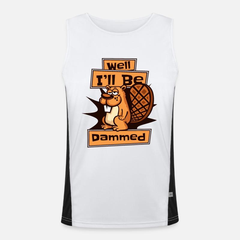 Well I'll Be Dammed Eurasian Castor Canadensis - Men's Functional Contrast Tank Top  - white/black