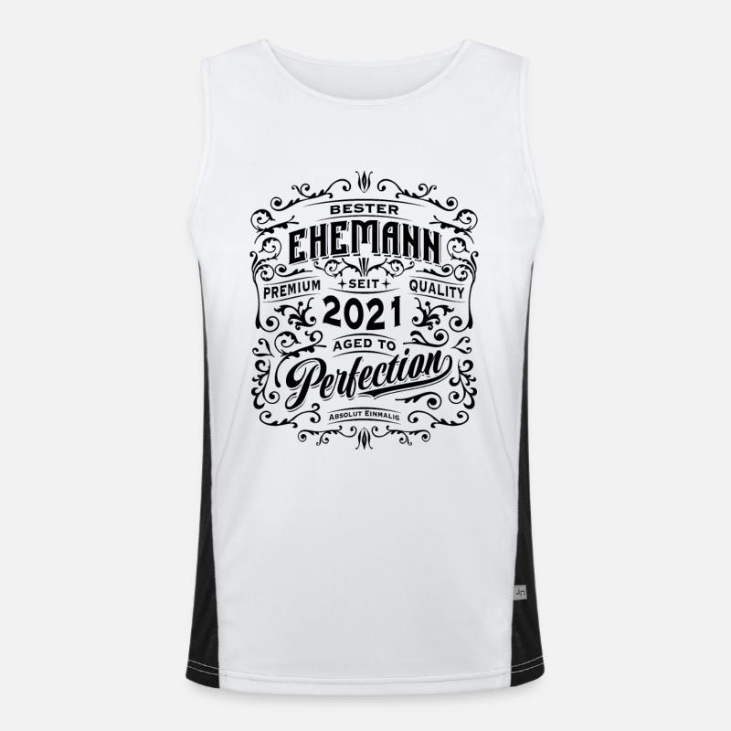 Bester Ehemann seit 2021, Retro, Hochzeitstag Funktionelles Kontrast-Tank Top für Männer 