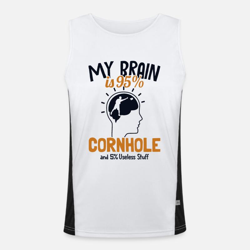 Mon cerveau est à 95% Cornhole Boards Bean Bag Game Débardeur respirant contrasté Homme 