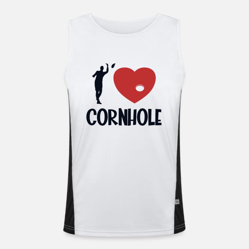 Ich liebe Cornhole Game Boards Sitzsack Professional Funktionelles Kontrast-Tank Top für Männer 