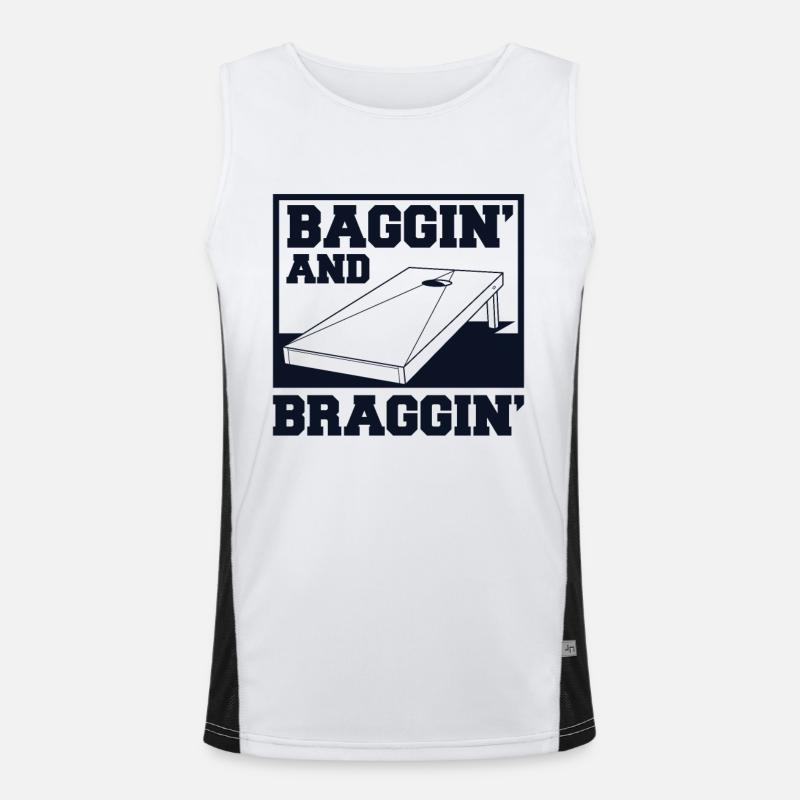 Bagging And Bragging Boards Bean Bag Game Cornhole Men's Functional Contrast Tank Top 