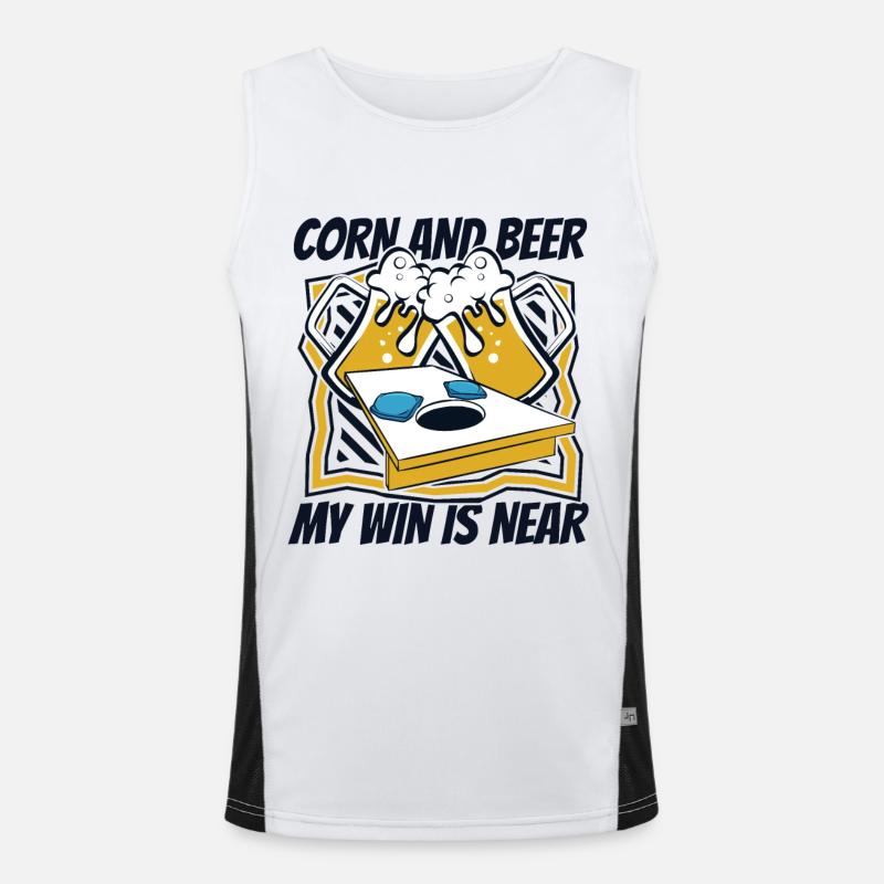 Corn And Beer My Win Is Near Game Boards Bean Bag Men's Functional Contrast Tank Top 