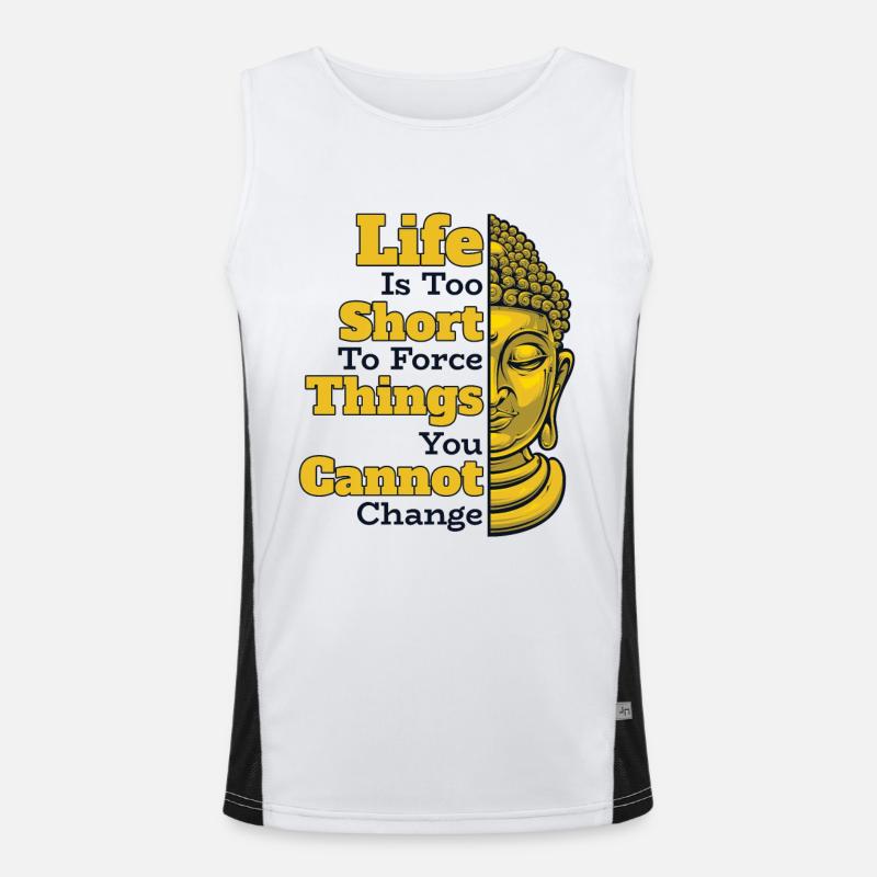 Life Is Too Short To Force Things Buddhist Statue Men's Functional Contrast Tank Top 