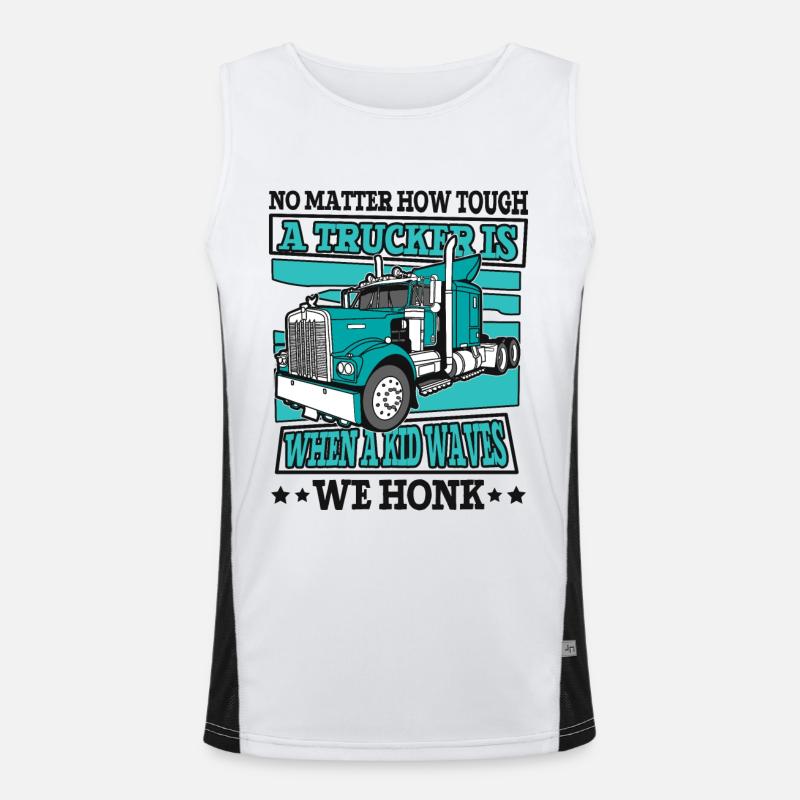 When A Kid Waves We Honk Trucker Legends Lover Men's Functional Contrast Tank Top 