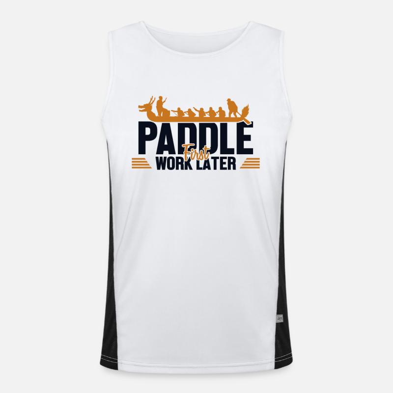 Paddle First Work Later Team Paddler Drummer Men's Functional Contrast Tank Top 