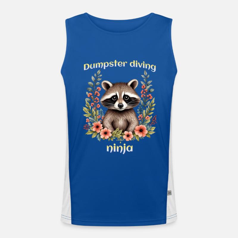 raccoon dumpster diving ninja Men's Functional Contrast Tank Top 