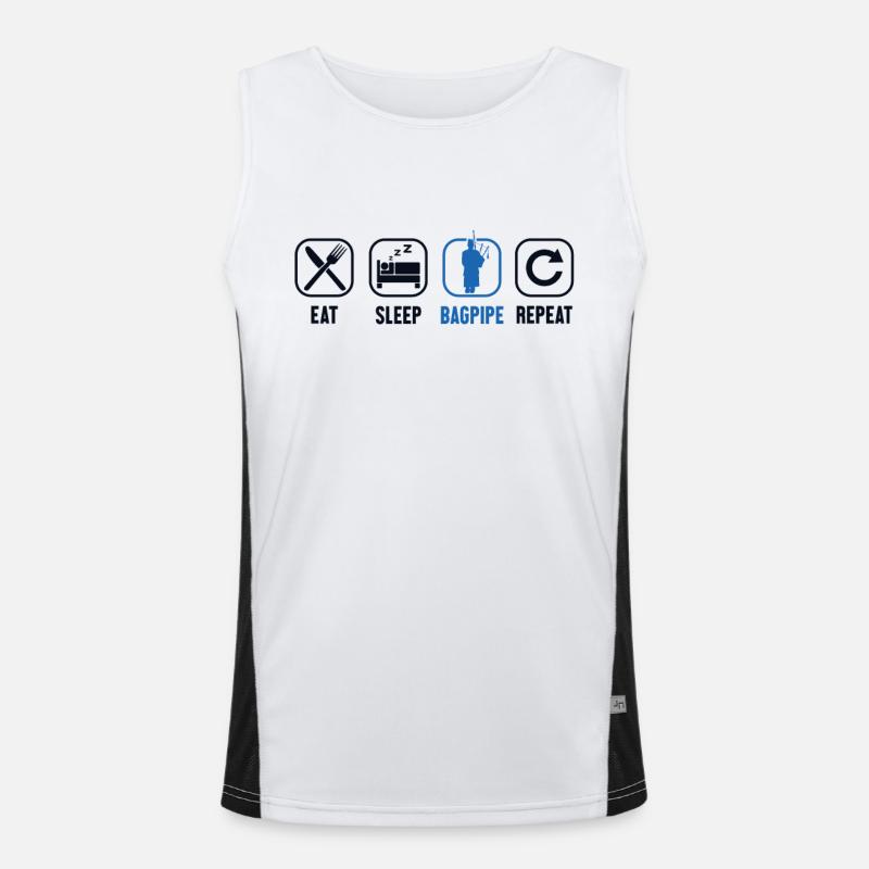 Manger Dormir Cornemuse Répéter Leçons de Cornemuse Sarbacane Débardeur respirant contrasté Homme 