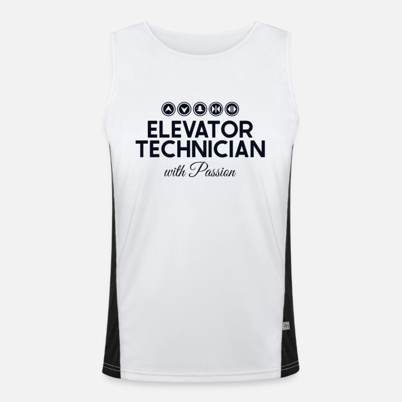 Elevator Technician With Passion Repair Elevator - Men's Functional Contrast Tank Top  - white/black